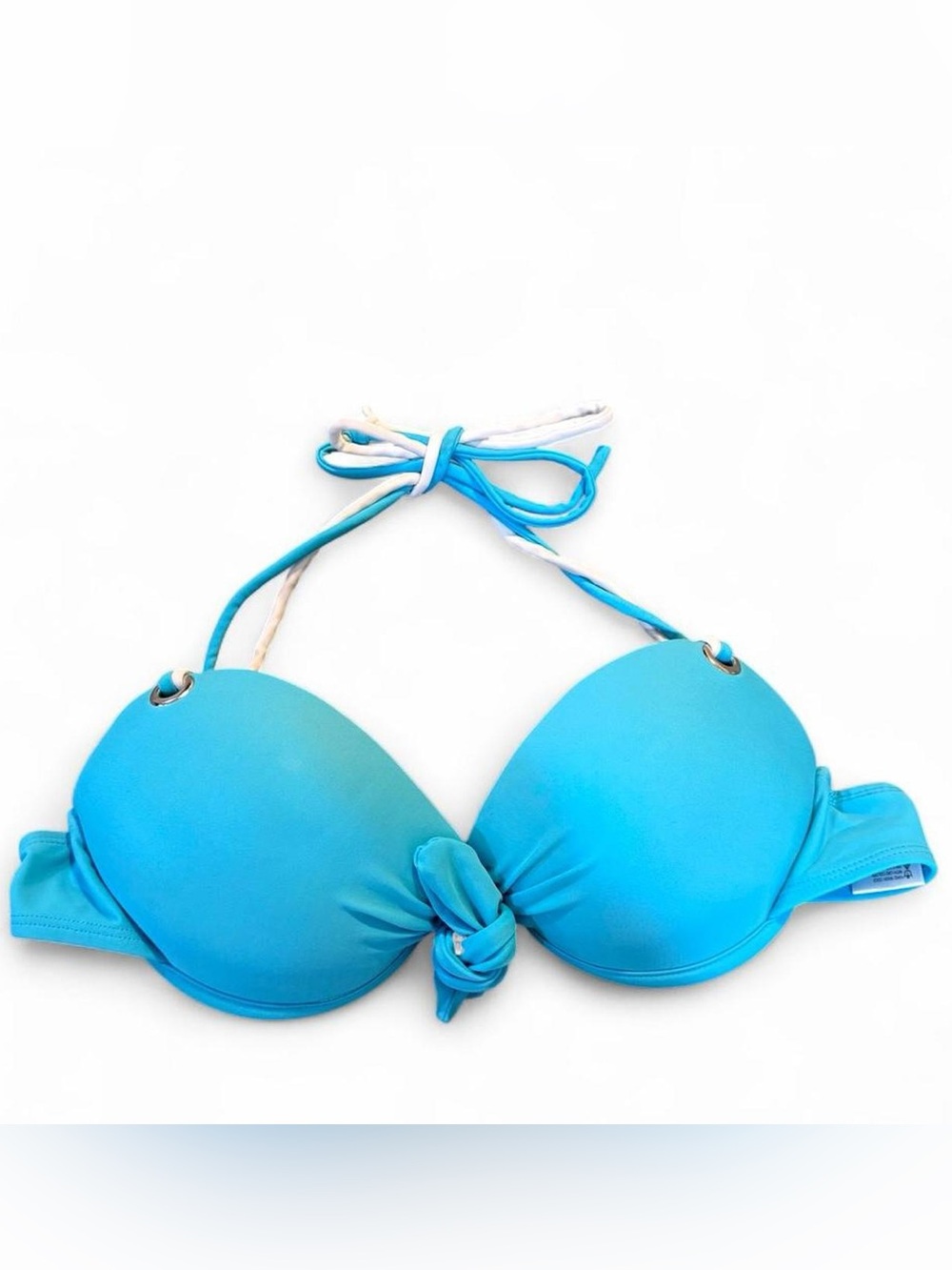 Women's Blue Knot-Front Bikini Top